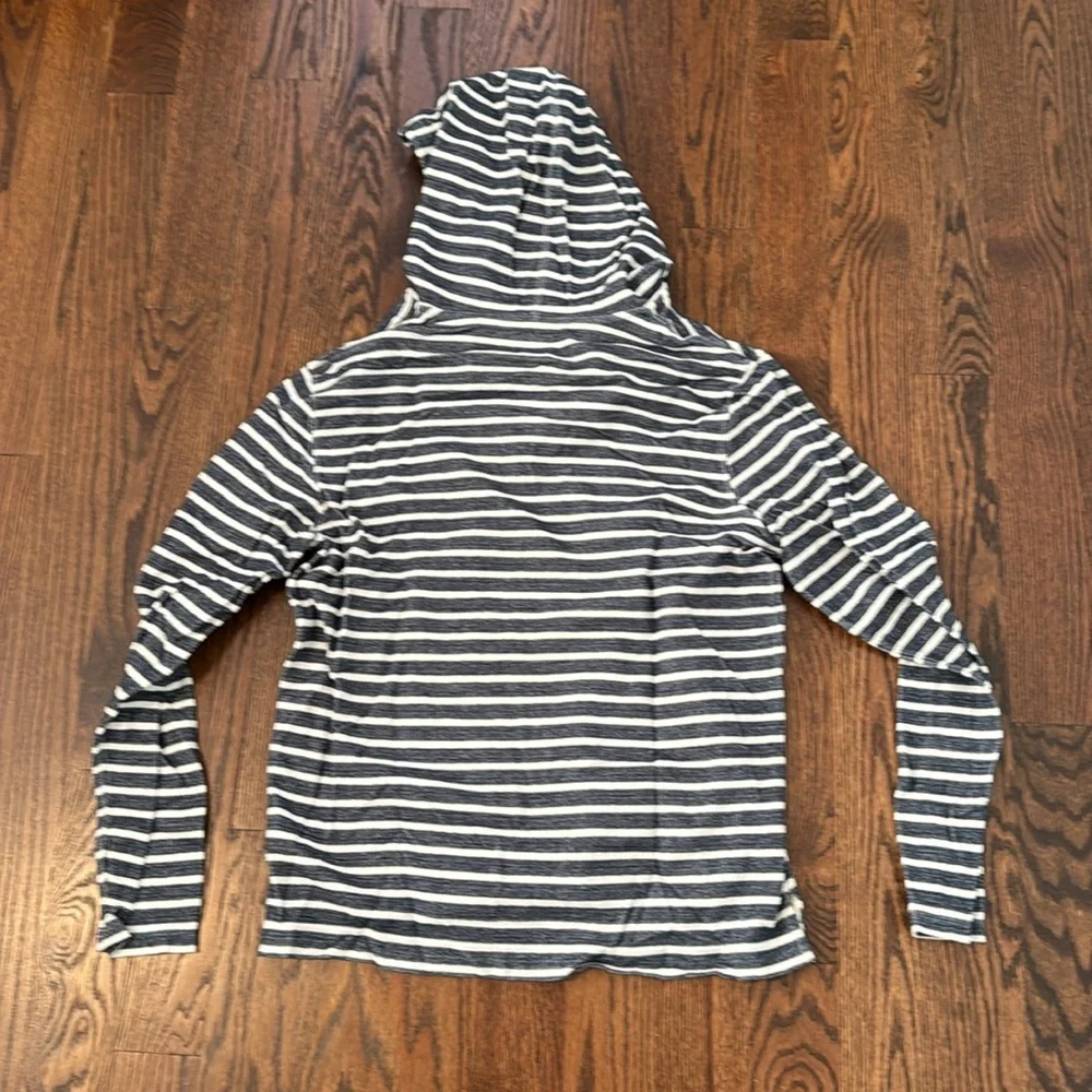 J. Crew Navy and White Striped Hooded Sweater